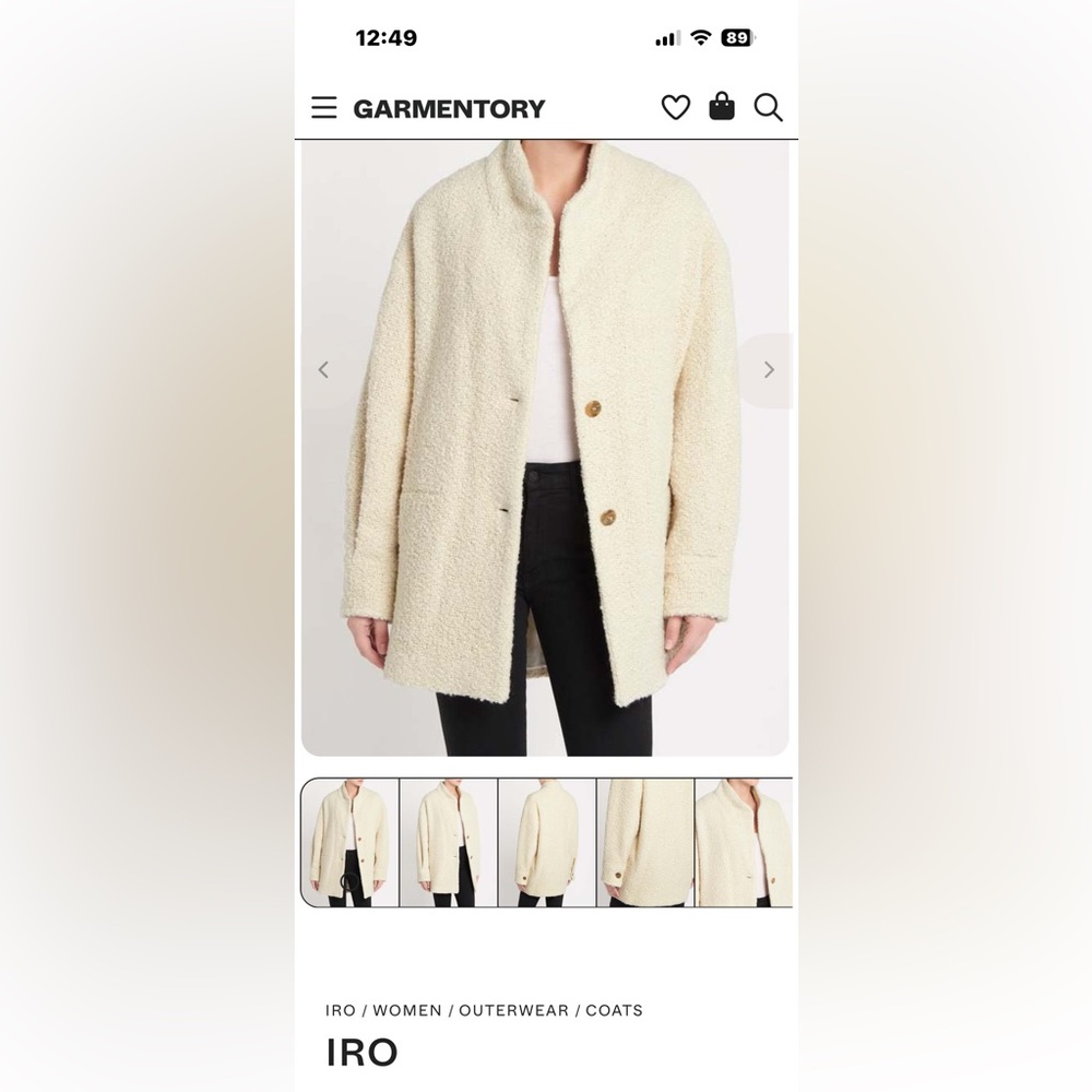IRO Ladies OKEN ECRU IVORY COAT-XL